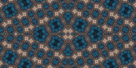 Seamless kaleidoscope pattern. The texture of the woven pattern. Endless pattern