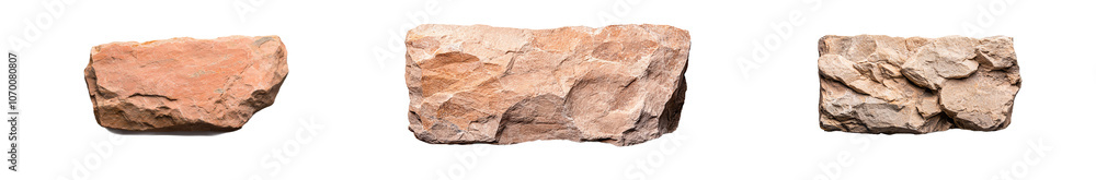 Aufkleber isolated on transparent background, sandstone block with beige and golden tones. use in architecture