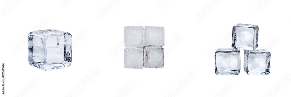 Aufkleber blue ice block with a frosty surface and natural cracks, isolated on transparent background.