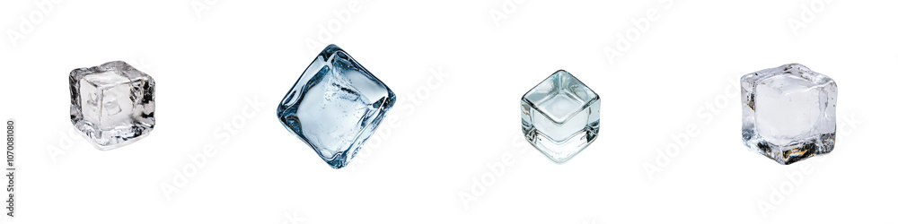 Poster an ice block with a cracked surface, showcasing intricate details and a frosty texture. isolated on 