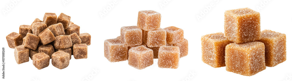 Poster caramel cubes isolated on a transparent background
