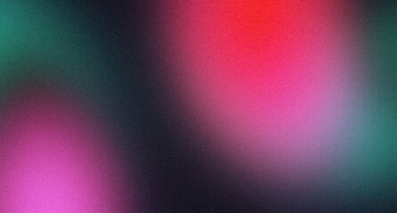 Retro magenta pink green color dark grainy gradient backdrop design. Abstract vibrant colored flow shaped noisy gradient texture, retro colors, banner, poster, header design, empty space
