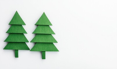 Obraz premium Create stunning holiday decor with two green paper trees for your festive celebrations