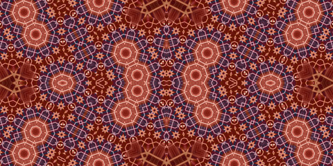 Seamless kaleidoscope pattern. The texture of the woven pattern. Endless pattern