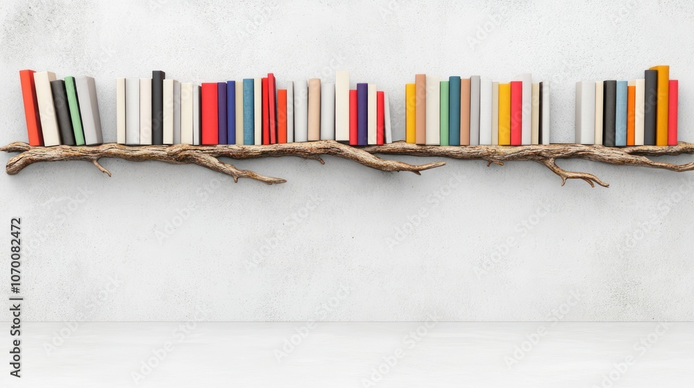 Aufkleber books create unique shelf design with natural elements