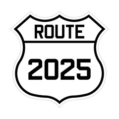 Route 2025 road sign illustration	