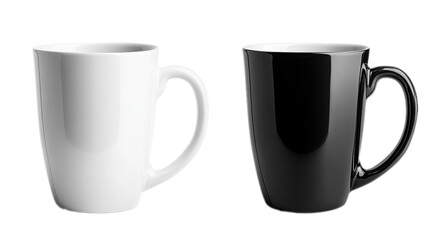 White and black mug mockup set, isolated on a white background, 
