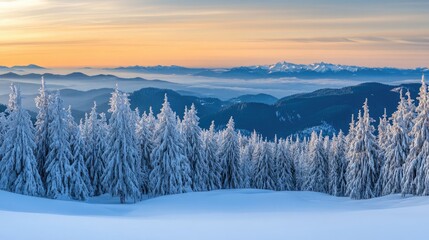 Obraz premium Christmas in Washington State With Snowy Landscapes and Twilight Hues Generative AI