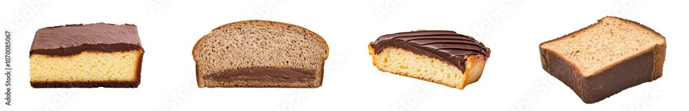 Poster An isolated slice of bread with chocolate paste on a transparent background
