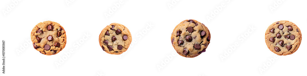 Poster golden brown chocolate chip cookie isolated on transparent background. isolated on transparent backg