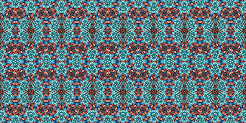 Seamless kaleidoscope pattern. The texture of the woven pattern. Endless pattern