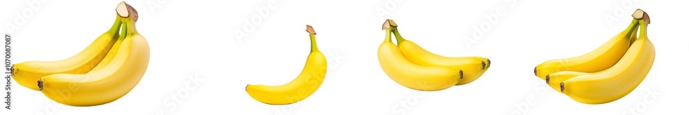 Poster fresh banana with yellow peel isolated on transparent background on a black background. the banana i