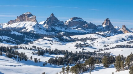 Wyoming Winter Wonderland With a Festive Christmas Theme Generative AI