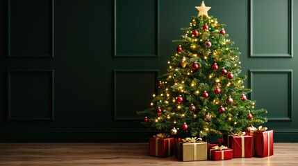 Decorate your home this holiday season with a beautiful christmas tree and festive gifts