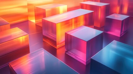 Obraz premium Abstract Geometric Shapes with Neon Light