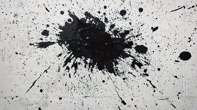 Abstract Black Paint Splash on White Background