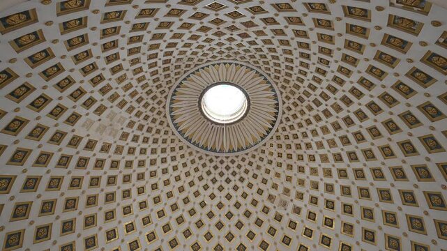 The patterned domed ceiling inside the Rotunda of Mosta Mosta, Malta