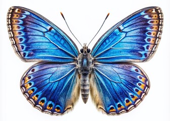 Obraz premium Aerial View of the Beautiful Palos Verdes Blue Butterfly Isolated on Transparent Background, Showcasing Its Delicate Wings and Vibrant Colors for Nature and Wildlife Enthusiasts