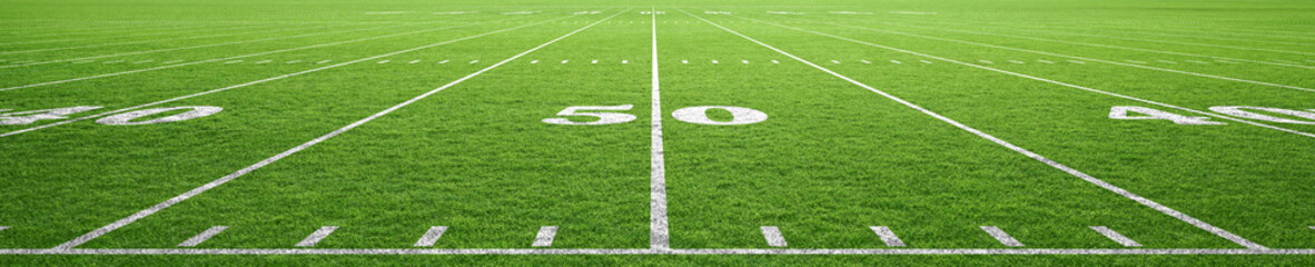 American football field , 40 and 50 yard lines.	
