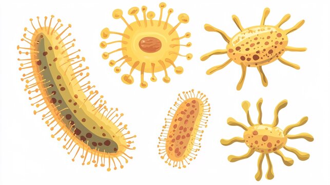 Detailed illustration of mycoplasma bacteria on a white background for educational purposes.