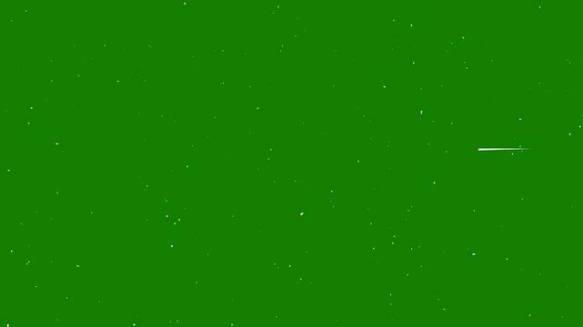Sparklings stars snd Meteoroids motion graphic effects on green screen background.