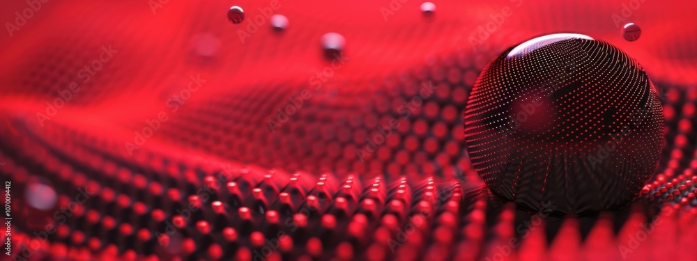 Aufkleber abstract red sphere with dotted texture on a 3d surface