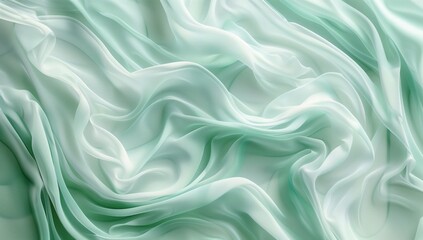 Obraz premium Light teal paint flowing, creating an abstract pattern with fluid lines and soft curves.