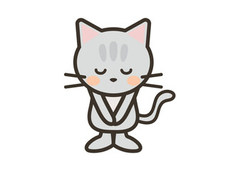 頭を下げて謝るかわいいねこちゃんのイラスト