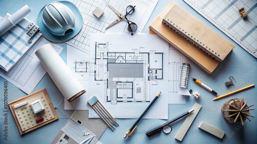 Poster a minimalist illustration of the structural design process in engineering and architecture, showcasi