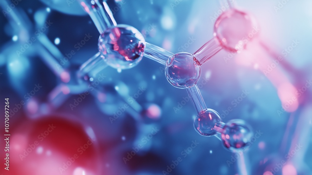 Poster a close-up view of molecular structures highlighting interactions in a scientific environment