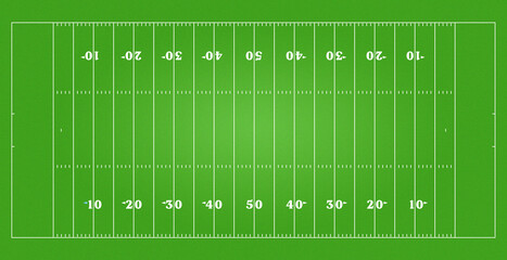 American football grass field, top view.
