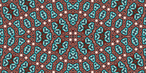 Seamless kaleidoscope pattern. The texture of the woven pattern. Endless pattern