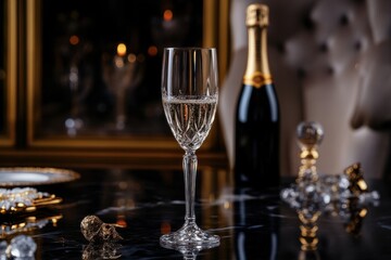 Elegant sparkling wine in a beautifully designed glass, capturing the essence of celebration and luxury.