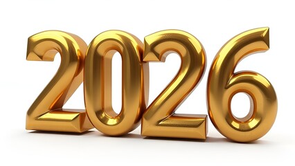 Golden number 2026 with planet Earth. 3d illustration.
