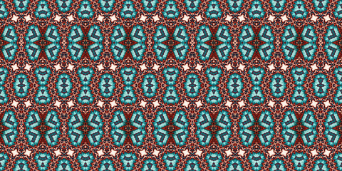 Seamless kaleidoscope pattern. The texture of the woven pattern. Endless pattern