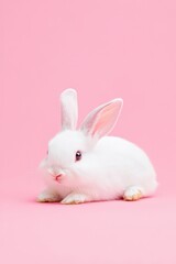 Obraz premium Bunny with floppy ears laying down, isolated on a clean background