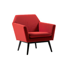 Fototapeta premium Stylish Red Lounge Chair On Transparent Background
