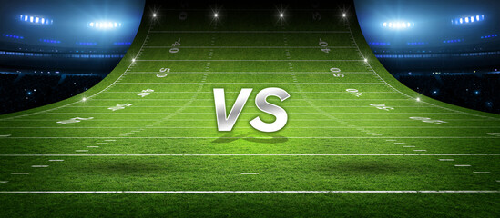 Epic Showdown in an American Football Stadium, Night time Sports Event and 3d rendering