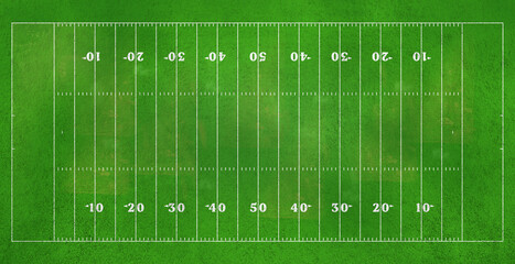 American football grass field, top view.	