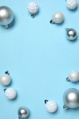 Festive Christmas background with balls, copy space composition
