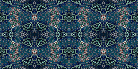 Seamless kaleidoscope pattern. The texture of the woven pattern. Endless pattern