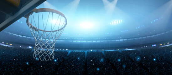 Basketball arena. The imaginary basketball arena is modelled and rendered.	