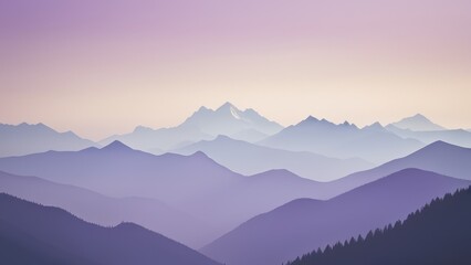 Stunning purple mountain landscape at dawn, showcasing a serene blend of layers and hues. Perfect for nature, travel, and relaxation themes