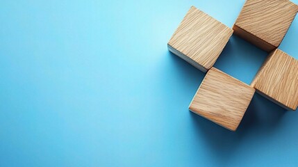 Wooden Blocks on Blue Background