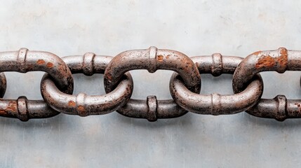 Fototapeta premium Rusty Iron Chain on White Background