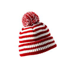 Cozy Knit Beanie with Pom-Pom On Transparent Background


