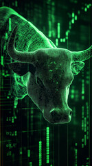 Stock market bull market trading Up trend of graph green background rising price