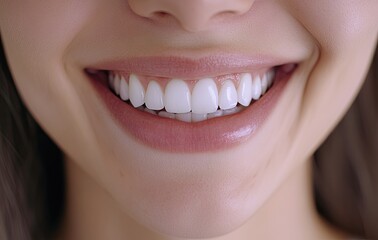 Fototapeta premium Close-up of a beautiful woman smiling with white teeth, a beauty concept