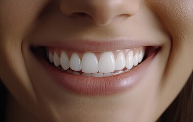 Close-up of a beautiful woman smiling with white teeth, a beauty concept