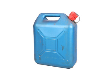 Blue jerrycan isolated on a white background